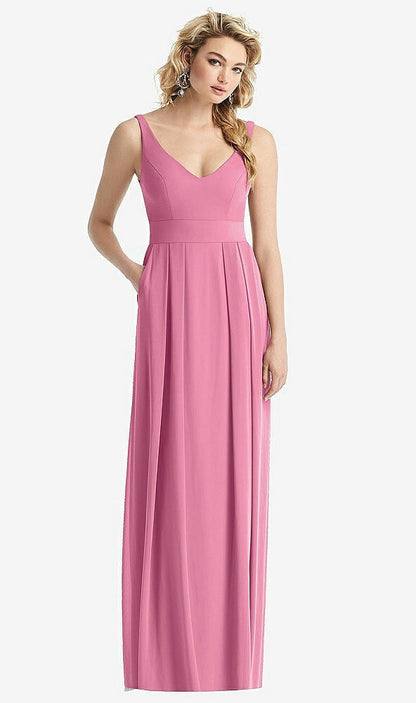 【STYLE: 1519】Sleeveless Pleated Skirt Maxi Dress with Pockets【COLOR: Orchid Pink】