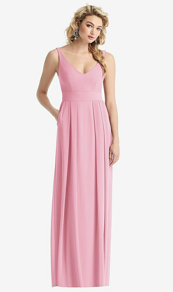 【STYLE: 1519】Sleeveless Pleated Skirt Maxi Dress with Pockets【COLOR: Peony Pink】