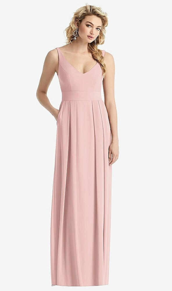 【STYLE: 1519】Sleeveless Pleated Skirt Maxi Dress with Pockets【COLOR: Rose - PANTONE Rose Quartz】