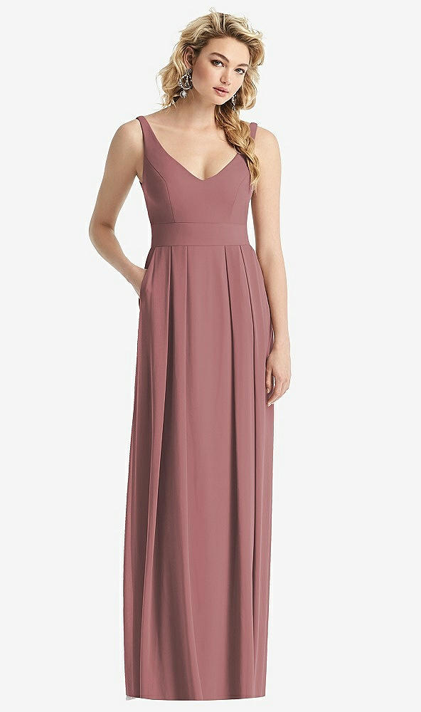 【STYLE: 1519】Sleeveless Pleated Skirt Maxi Dress with Pockets【COLOR: Rosewood】