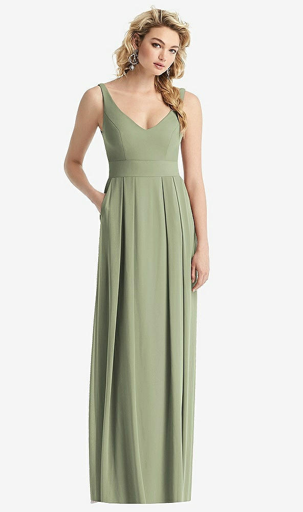 【STYLE: 1519】Sleeveless Pleated Skirt Maxi Dress with Pockets【COLOR: Sage】