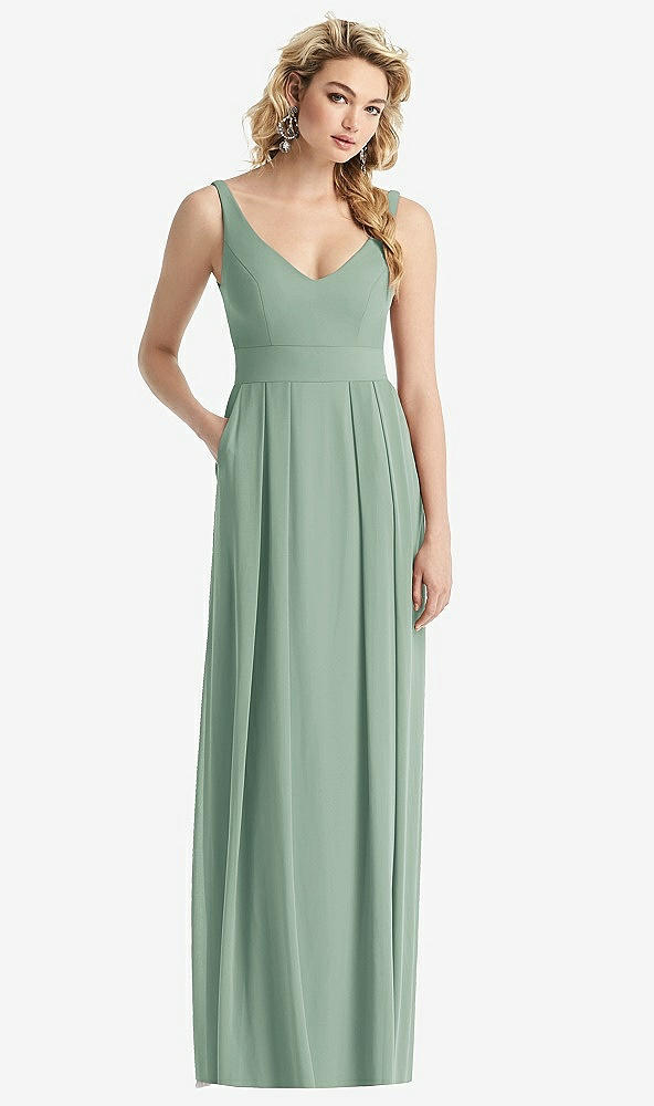 【STYLE: 1519】Sleeveless Pleated Skirt Maxi Dress with Pockets【COLOR: Seagrass】