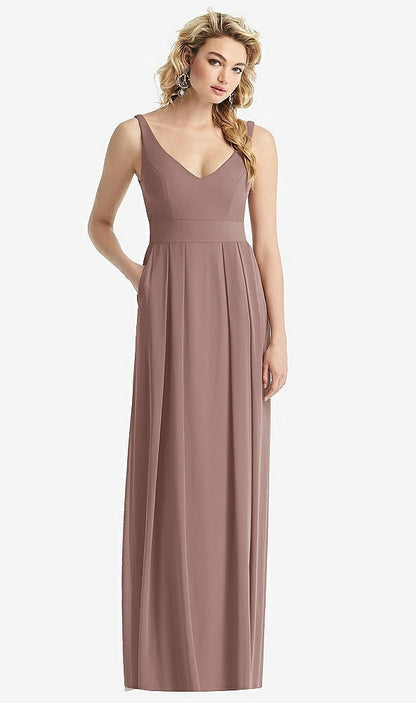 【STYLE: 1519】Sleeveless Pleated Skirt Maxi Dress with Pockets【COLOR: Sienna】