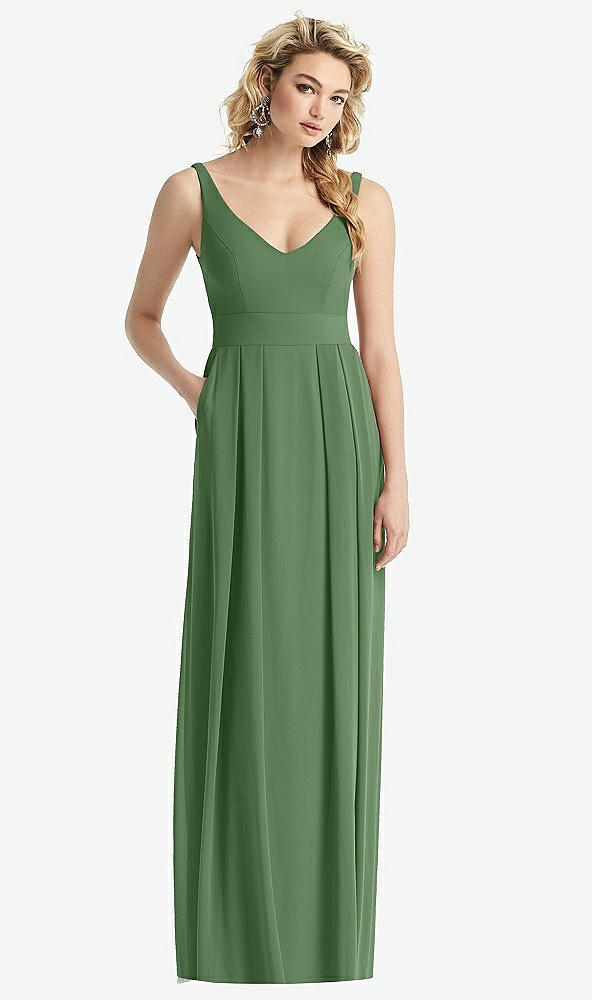 【STYLE: 1519】Sleeveless Pleated Skirt Maxi Dress with Pockets【COLOR: Vineyard Green】