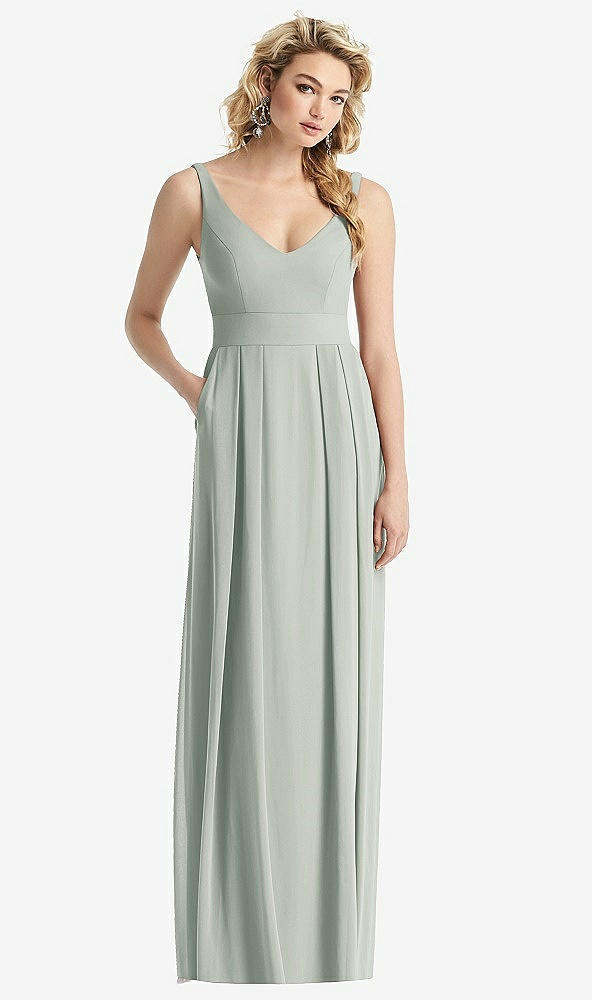 【STYLE: 1519】Sleeveless Pleated Skirt Maxi Dress with Pockets【COLOR: Willow Green】