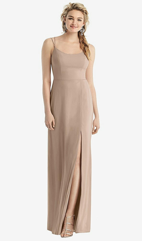 【STYLE: 1520】Cowl-Back Double Strap Maxi Dress with Side Slit【COLOR: Topaz】