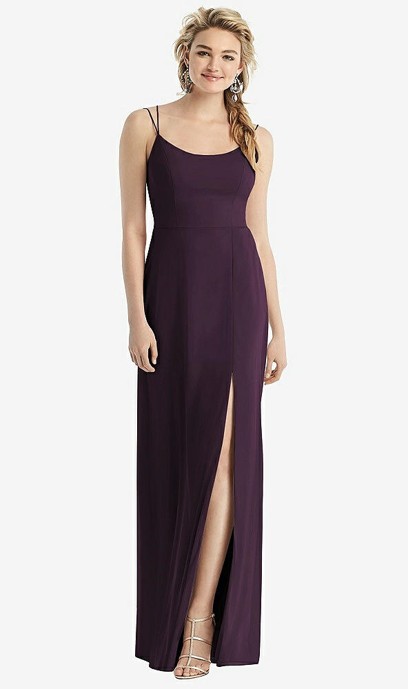 【NEW】【STYLE: 1520】カウルバック ダブル ストラップ マキシ ドレス サイド スリット【COLOR: Aubergine】【SIZE: 00-30W】