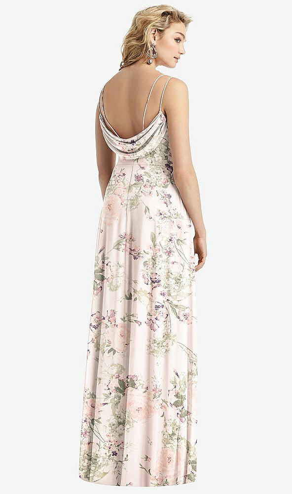【NEW】【STYLE: 1520】カウルバック ダブル ストラップ マキシ ドレス サイド スリット【COLOR: Blush Garden】【SIZE: 00-30W】