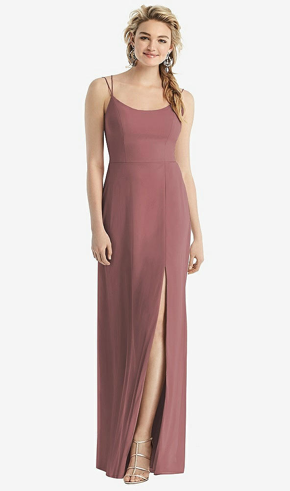 【STYLE: 1520】Cowl-Back Double Strap Maxi Dress with Side Slit【COLOR: Rosewood】