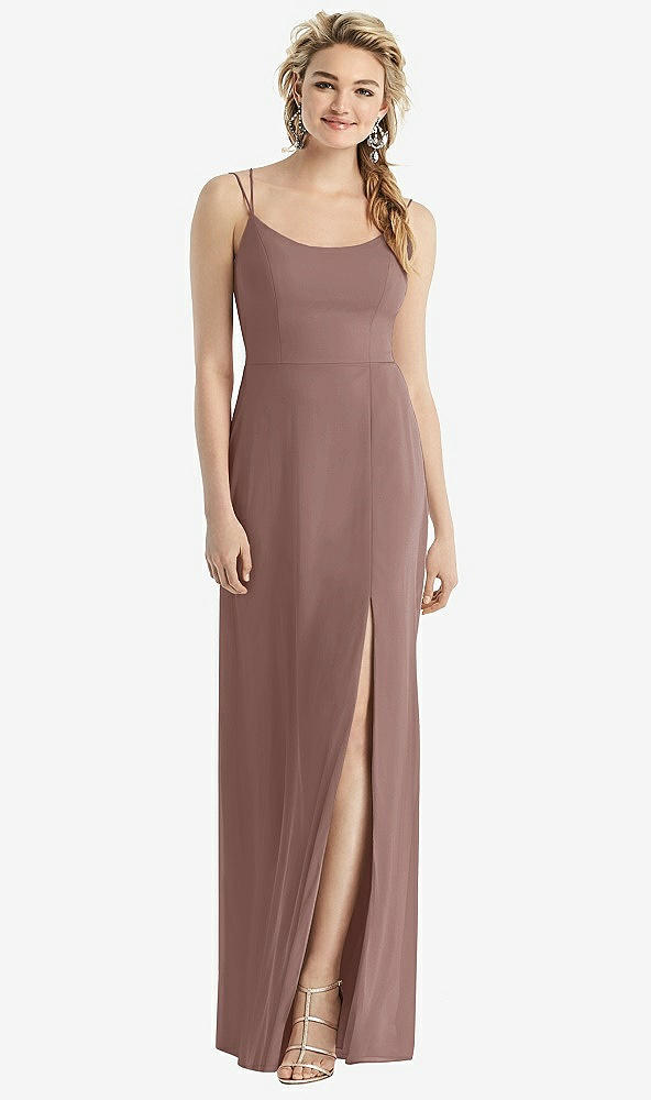 【STYLE: 1520】Cowl-Back Double Strap Maxi Dress with Side Slit【COLOR: Sienna】