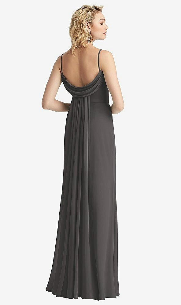 【NEW】【STYLE: 6815】Shirred Sash Cowl-Back Chiffon トランペット ガウン【COLOR: Caviar Gray】【SIZE: 00-30W】