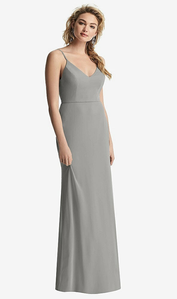 【NEW】【STYLE: 6815】Shirred Sash Cowl-Back Chiffon トランペット ガウン【COLOR: Chelsea Gray】【SIZE: 00-30W】