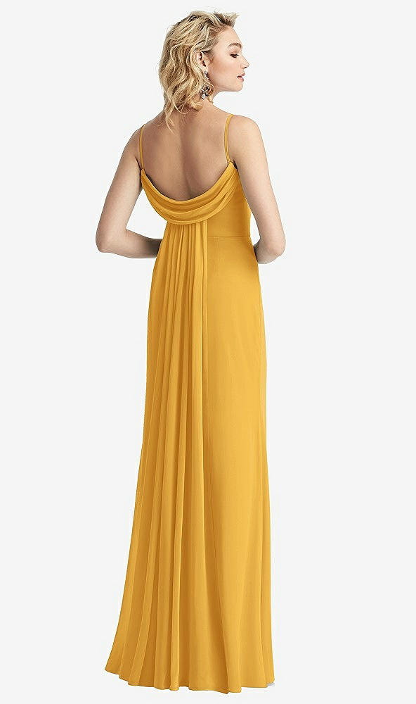 【NEW】【STYLE: 6815】Shirred Sash Cowl-Back Chiffon トランペット ガウン【COLOR: NYC Yellow】【SIZE: 00-30W】