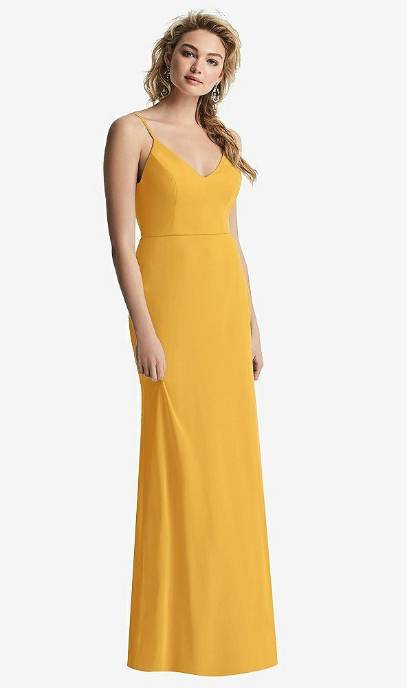 【NEW】【STYLE: 6815】Shirred Sash Cowl-Back Chiffon トランペット ガウン【COLOR: NYC Yellow】【SIZE: 00-30W】