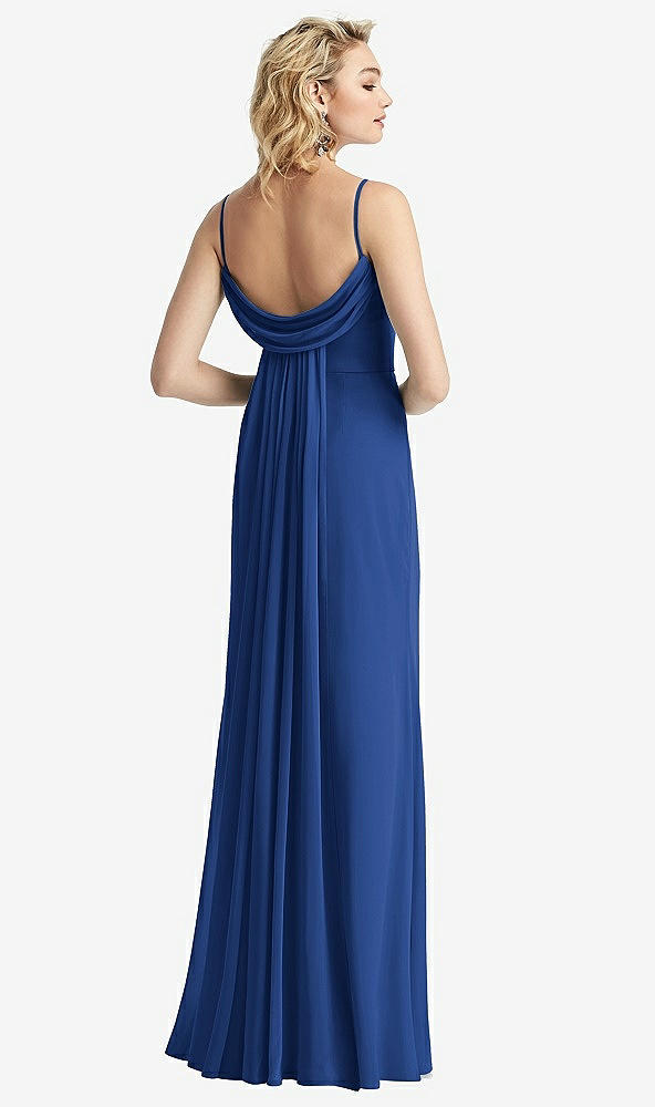【NEW】【STYLE: 6815】Shirred Sash Cowl-Back Chiffon トランペット ガウン【COLOR: Classic Blue】【SIZE: 00-30W】