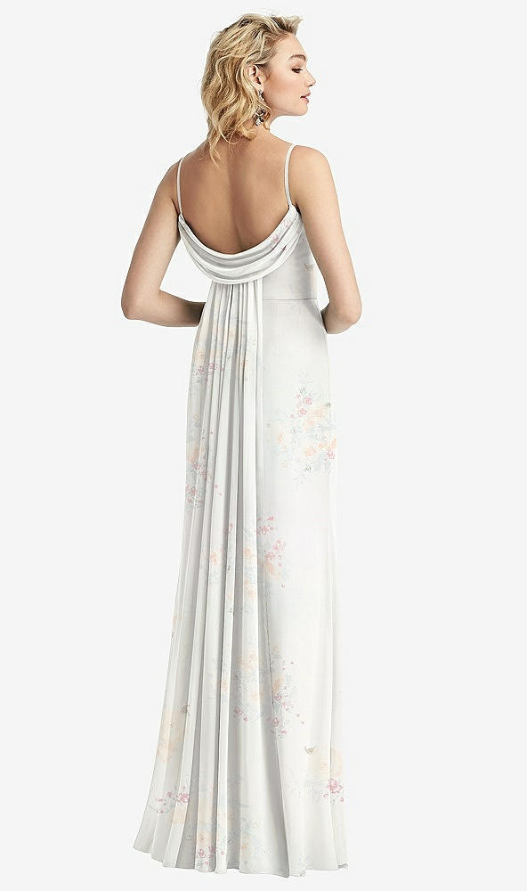 【STYLE: 6815】Shirred Sash Cowl-Back Chiffon Trumpet Gown【COLOR: Spring Fling】