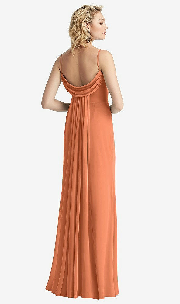 【NEW】【STYLE: 6815】Shirred Sash Cowl-Back Chiffon トランペット ガウン【COLOR: Sweet Melon】【SIZE: 00-30W】