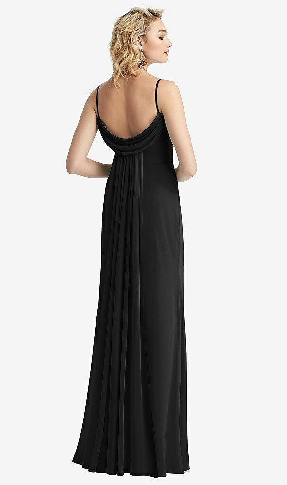 【NEW】【STYLE: 6815】Shirred Sash Cowl-Back Chiffon トランペット ガウン【COLOR: Black】【SIZE: 00-30W】