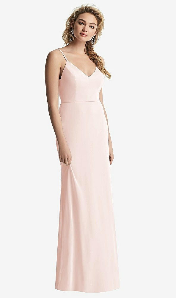 【NEW】【STYLE: 6815】Shirred Sash Cowl-Back Chiffon トランペット ガウン【COLOR: Blush】【SIZE: 00-30W】