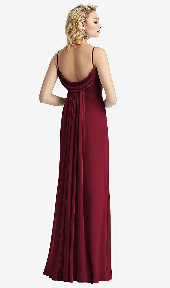 【NEW】【STYLE: 6815】Shirred Sash Cowl-Back Chiffon トランペット ガウン【COLOR: Burgundy】【SIZE: 00-30W】