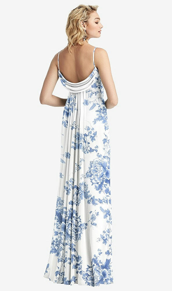 【STYLE: 6815】Shirred Sash Cowl-Back Chiffon Trumpet Gown【COLOR: Cottage Rose Dusk Blue】