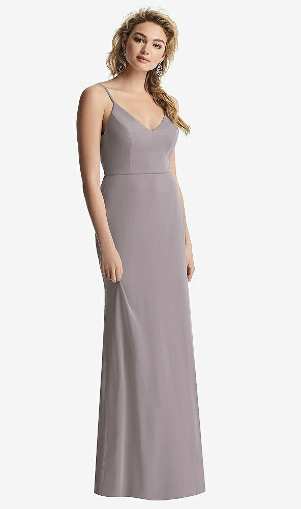 【NEW】【STYLE: 6815】Shirred Sash Cowl-Back Chiffon トランペット ガウン【COLOR: Cashmere Gray】【SIZE: 00-30W】