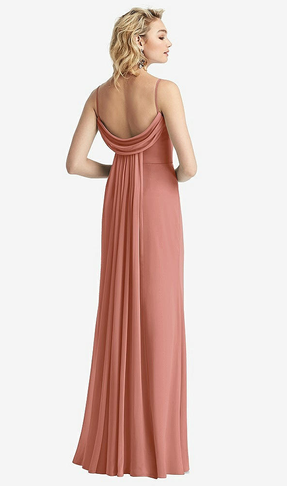 【NEW】【STYLE: 6815】Shirred Sash Cowl-Back Chiffon トランペット ガウン【COLOR: Desert Rose】【SIZE: 00-30W】