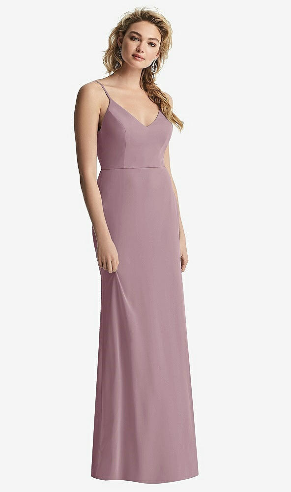 【NEW】【STYLE: 6815】Shirred Sash Cowl-Back Chiffon トランペット ガウン【COLOR: Dusty Rose】【SIZE: 00-30W】