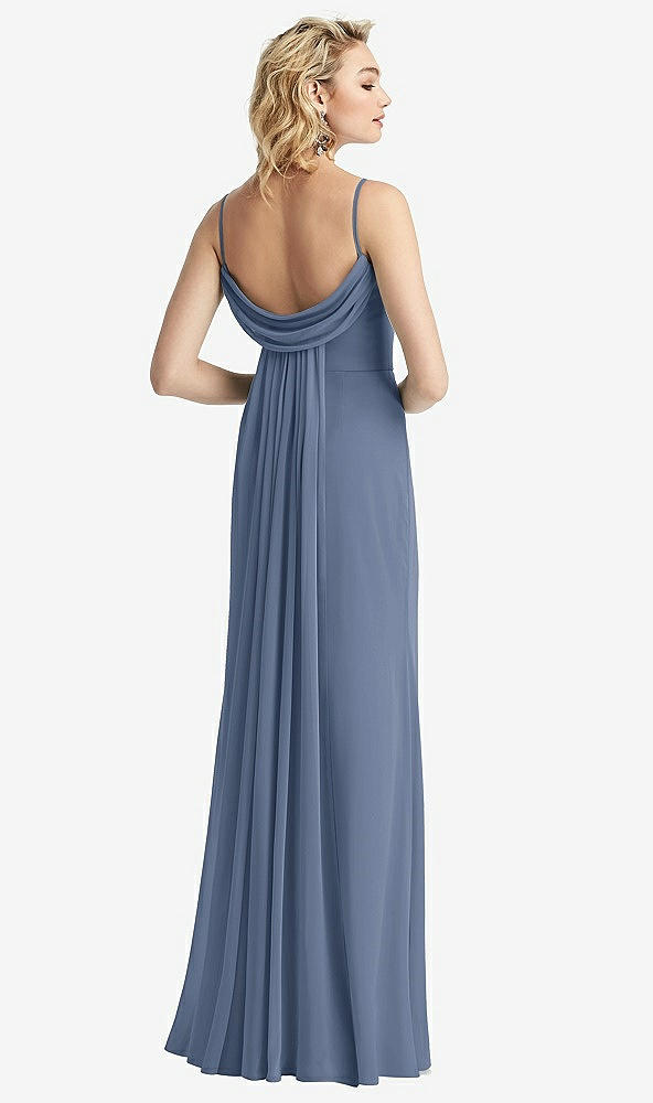 【NEW】【STYLE: 6815】Shirred Sash Cowl-Back Chiffon トランペット ガウン【COLOR: Larkspur Blue】【SIZE: 00-30W】