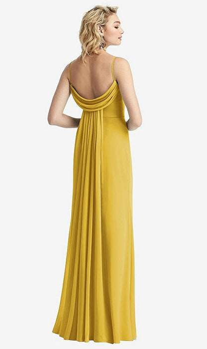 【NEW】【STYLE: 6815】Shirred Sash Cowl-Back Chiffon トランペット ガウン【COLOR: Marigold】【SIZE: 00-30W】