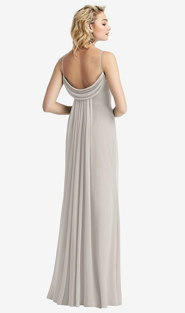 【NEW】【STYLE: 6815】Shirred Sash Cowl-Back Chiffon トランペット ガウン【COLOR: Oyster】【SIZE: 00-30W】