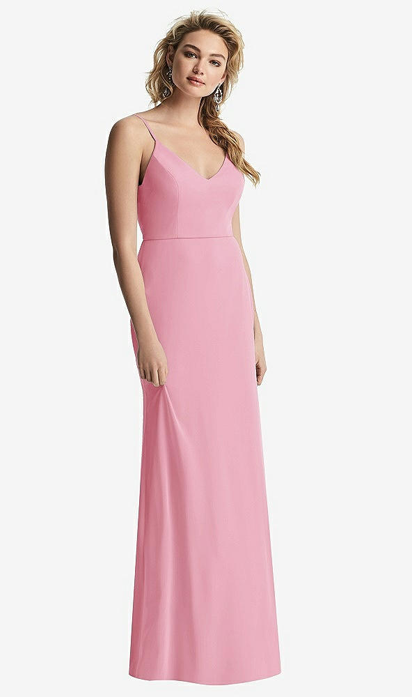 【NEW】【STYLE: 6815】Shirred Sash Cowl-Back Chiffon トランペット ガウン【COLOR: Peony Pink】【SIZE: 00-30W】