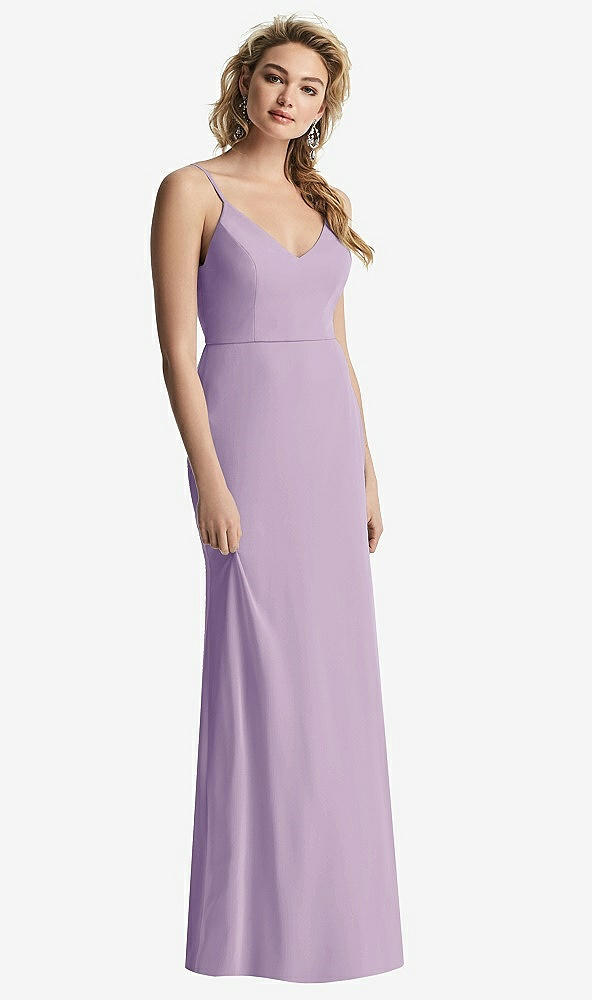 【NEW】【STYLE: 6815】Shirred Sash Cowl-Back Chiffon トランペット ガウン【COLOR: Pale Purple】【SIZE: 00-30W】