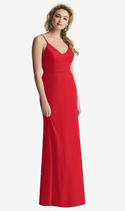 【NEW】【STYLE: 6815】Shirred Sash Cowl-Back Chiffon トランペット ガウン【COLOR: Parisian Red】【SIZE: 00-30W】