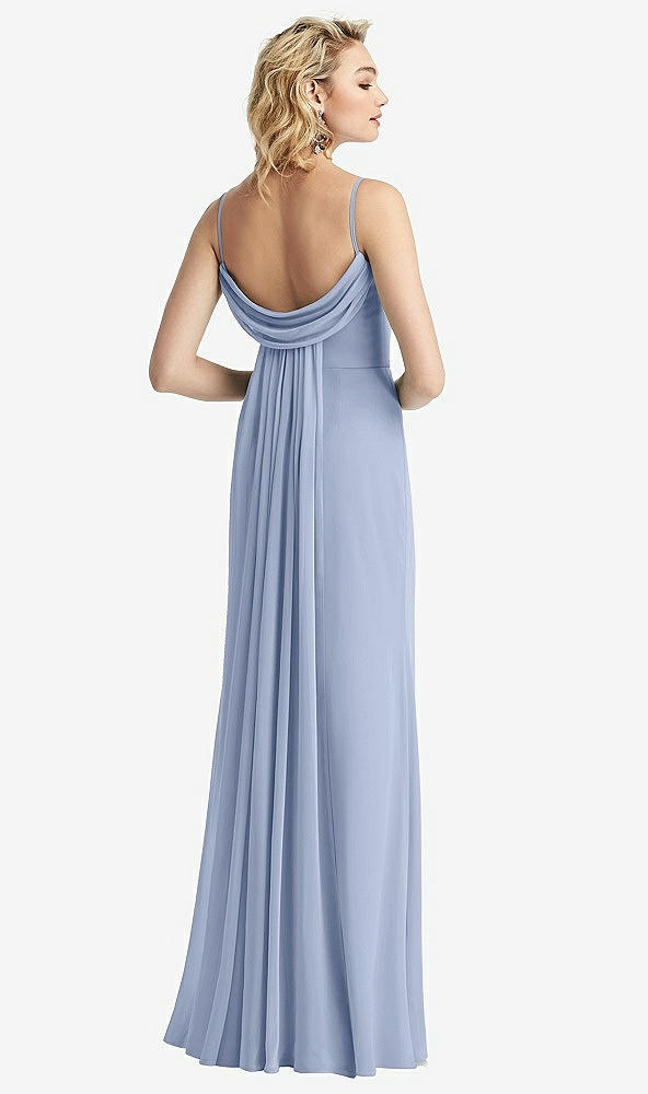 【NEW】【STYLE: 6815】Shirred Sash Cowl-Back Chiffon トランペット ガウン【COLOR: Sky Blue】【SIZE: 00-30W】