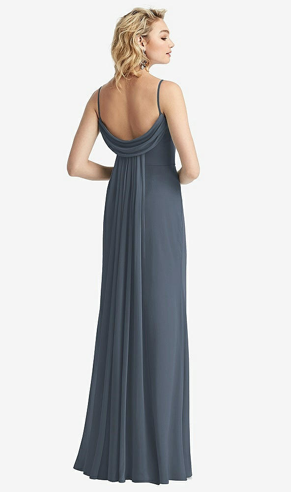 【NEW】【STYLE: 6815】Shirred Sash Cowl-Back Chiffon トランペット ガウン【COLOR: Silverstone】【SIZE: 00-30W】