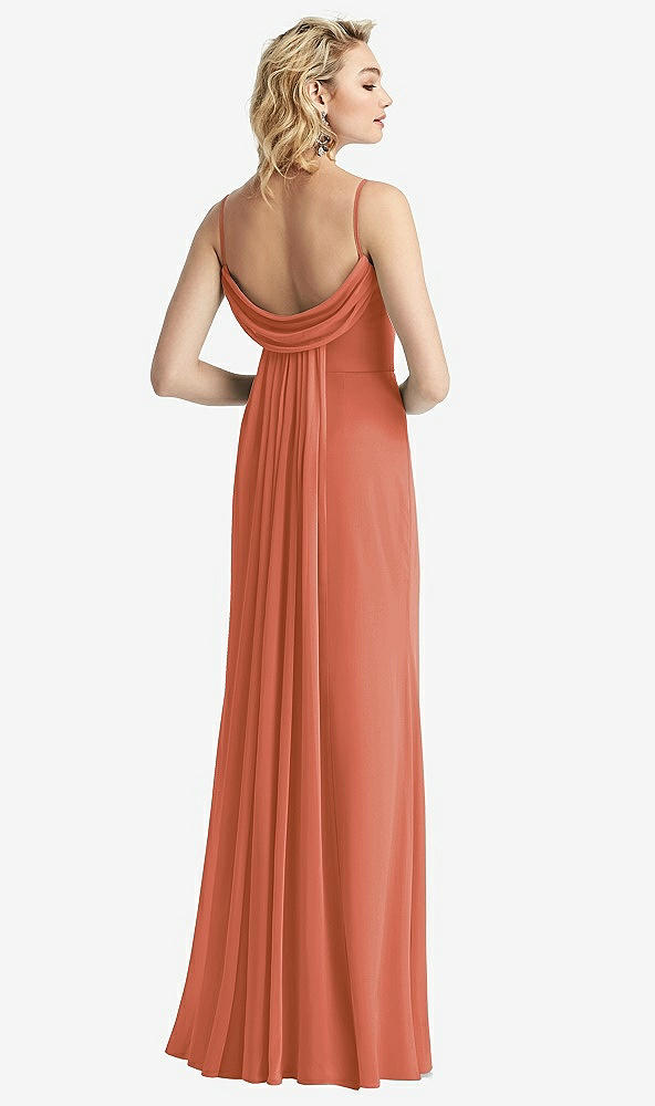 【NEW】【STYLE: 6815】Shirred Sash Cowl-Back Chiffon トランペット ガウン【COLOR: Terracotta Copper】【SIZE: 00-30W】