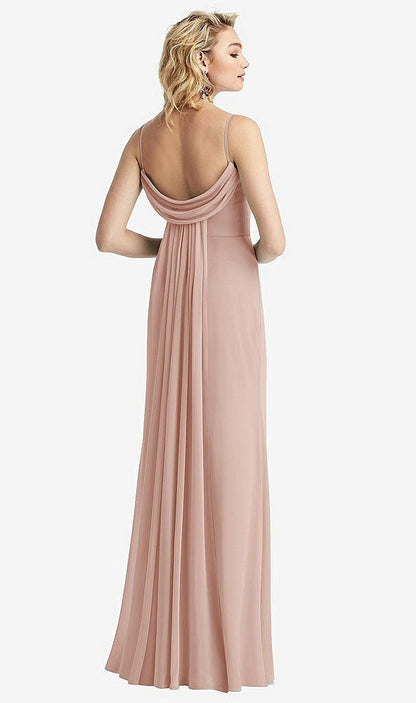 【NEW】【STYLE: 6815】Shirred Sash Cowl-Back Chiffon トランペット ガウン【COLOR: Toasted Sugar】【SIZE: 00-30W】