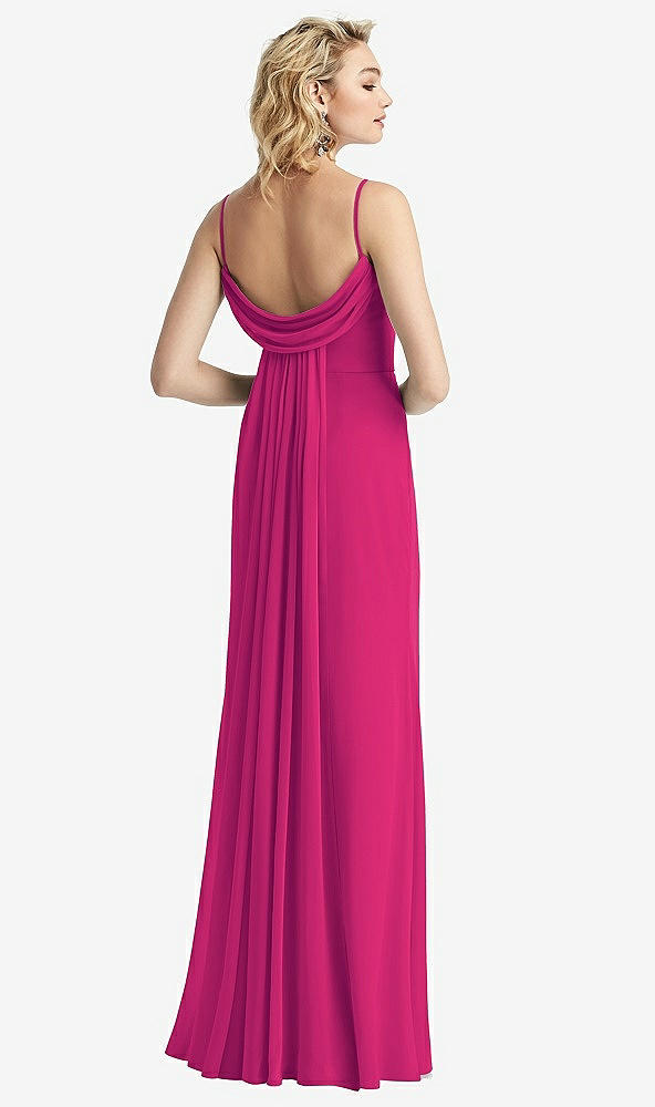 【NEW】【STYLE: 6815】Shirred Sash Cowl-Back Chiffon トランペット ガウン【COLOR: Think Pink】【SIZE: 00-30W】