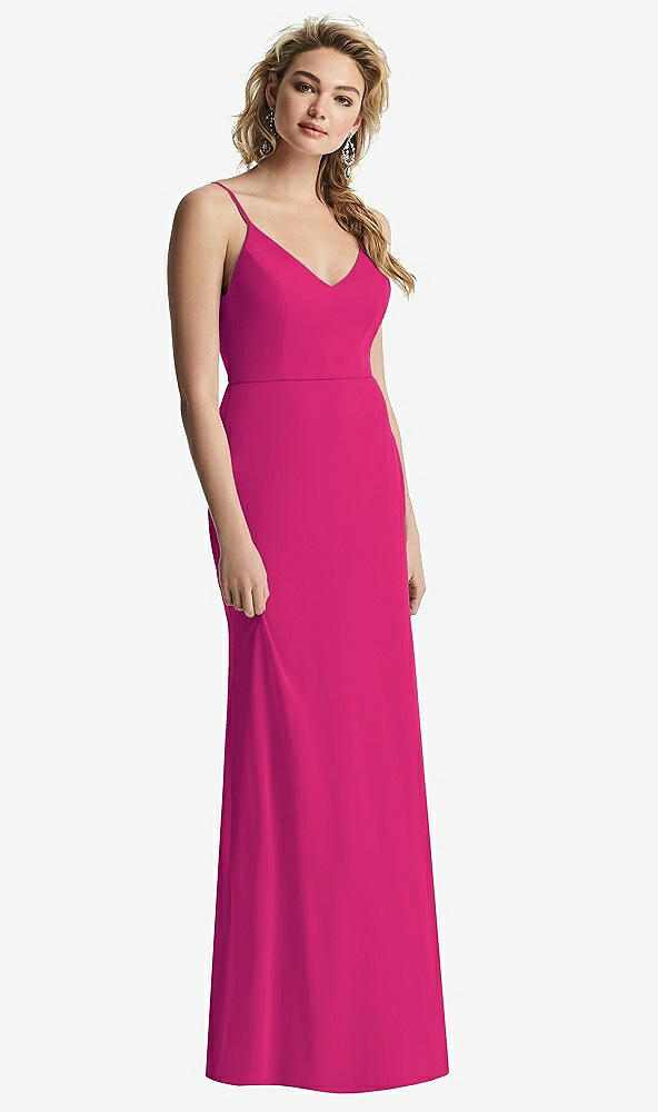 【NEW】【STYLE: 6815】Shirred Sash Cowl-Back Chiffon トランペット ガウン【COLOR: Think Pink】【SIZE: 00-30W】