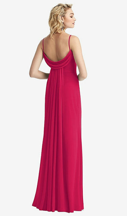 【NEW】【STYLE: 6815】Shirred Sash Cowl-Back Chiffon トランペット ガウン【COLOR: Vivid Pink】【SIZE: 00-30W】