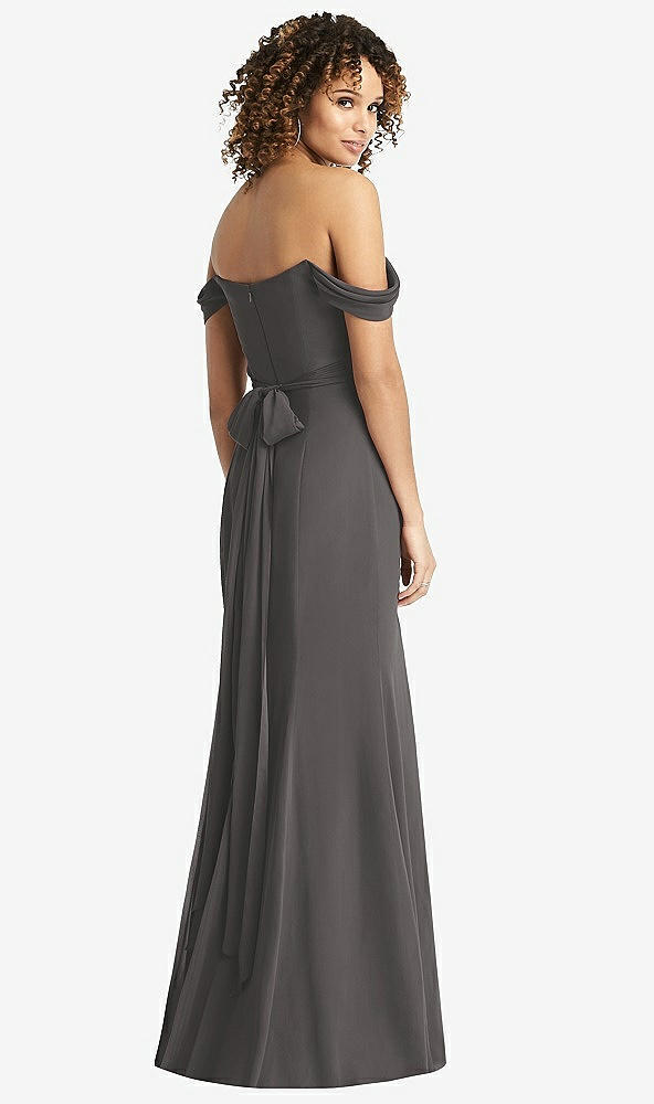 【STYLE: 8193】Off-the-Shoulder Criss Cross Bodice Trumpet Gown【COLOR: Caviar Gray】