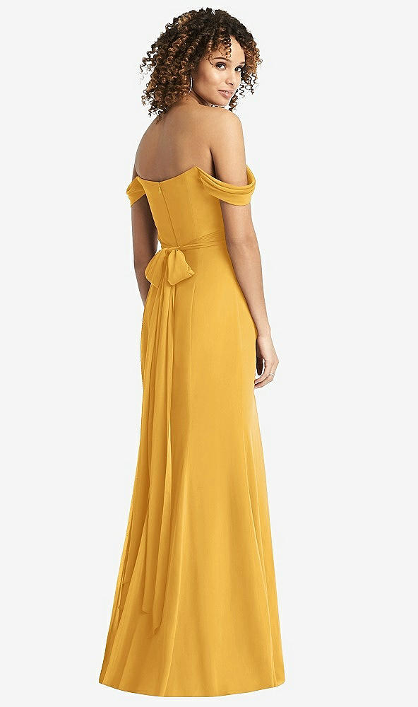 【STYLE: 8193】Off-the-Shoulder Criss Cross Bodice Trumpet Gown【COLOR: NYC Yellow】