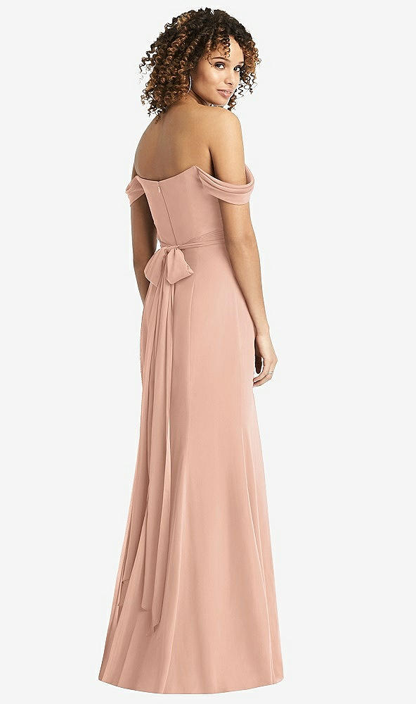 【STYLE: 8193】Off-the-Shoulder Criss Cross Bodice Trumpet Gown【COLOR: Pale Peach】