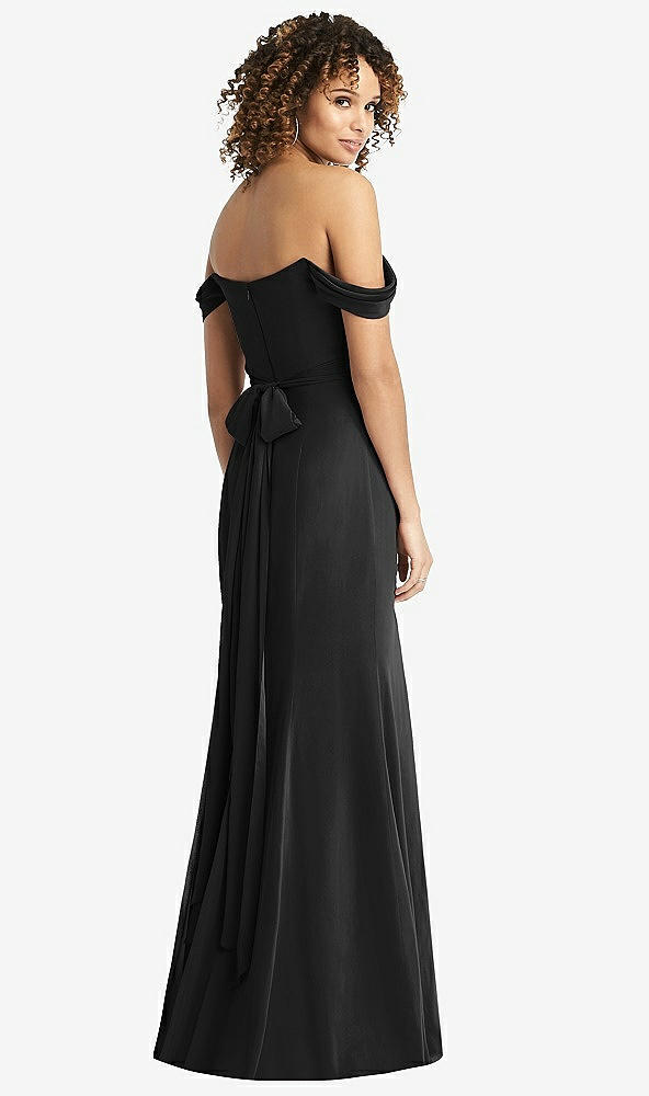 【STYLE: 8193】Off-the-Shoulder Criss Cross Bodice Trumpet Gown【COLOR: Black】