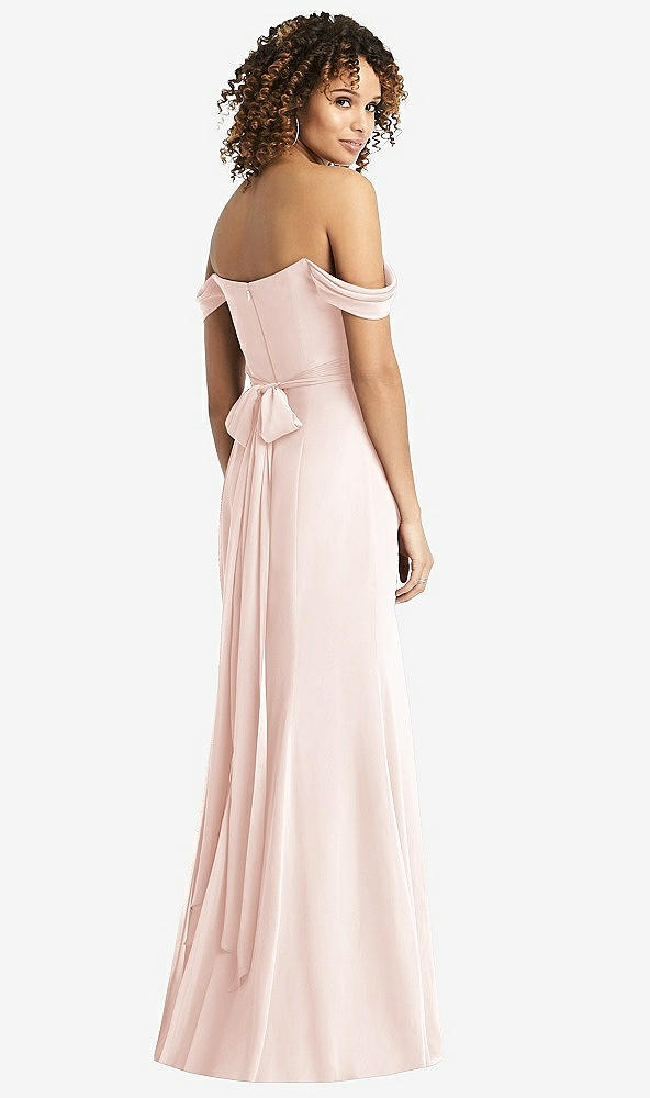 【STYLE: 8193】Off-the-Shoulder Criss Cross Bodice Trumpet Gown【COLOR: Blush】