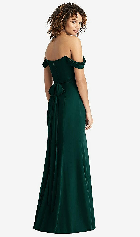 【STYLE: 8193】Off-the-Shoulder Criss Cross Bodice Trumpet Gown【COLOR: Evergreen】