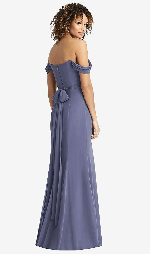 【STYLE: 8193】Off-the-Shoulder Criss Cross Bodice Trumpet Gown【COLOR: French Blue】