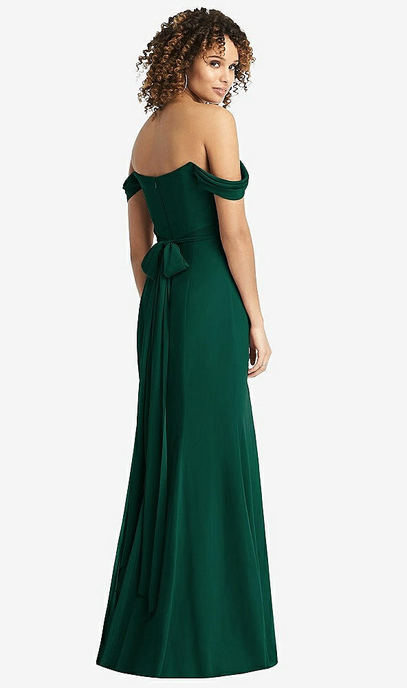 【STYLE: 8193】Off-the-Shoulder Criss Cross Bodice Trumpet Gown【COLOR: Hunter Green】