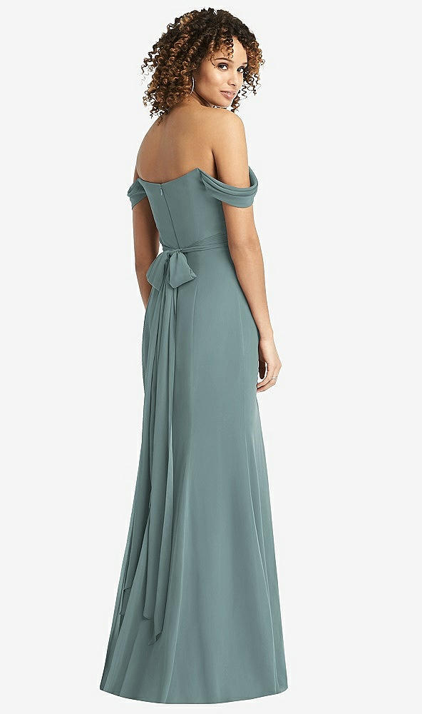 【STYLE: 8193】Off-the-Shoulder Criss Cross Bodice Trumpet Gown【COLOR: Icelandic】